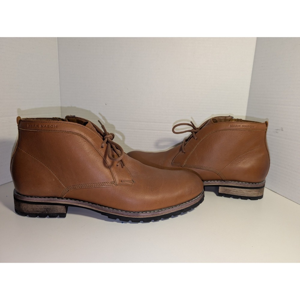 NEW Mark Nason Brown Leather Men's Side Zip Lace Up Boots Size 12
